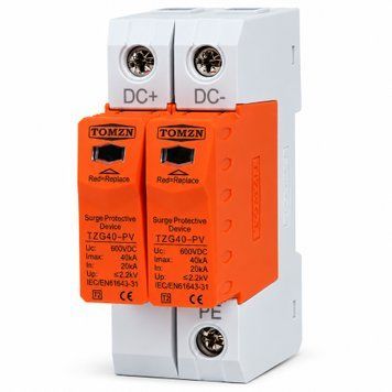 Пристрій захисту від перенапруги DC TOMZN TZG40-PV DO 2Р 600V бл-з.13 фото