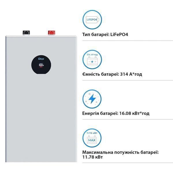 Акумуляторна батарея Deye SE-F16-С 51.2V, 314Ah, LiFePO4, 16.08kWh бат.41 фото