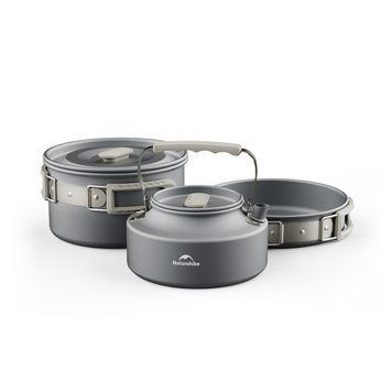 Набір посуду (каструля, сковорідка, чайник) Naturehike CNK2450CF010, алюміній 6976507663304 фото