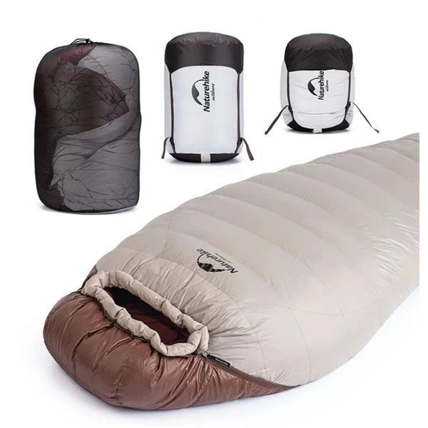 Спальник с натуральным пухом Naturehike Snowbird NH20YD001, р-р M, коричневый 350 г 6927595762127 фото