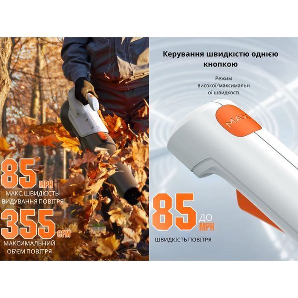 Акумуляторна повітродувка садова Litheli, живлення від павербанку (УМБ Litheli Power Bank 10000 mAh, 45 W, 2А в комплекті) U20BR01-0U110 фото