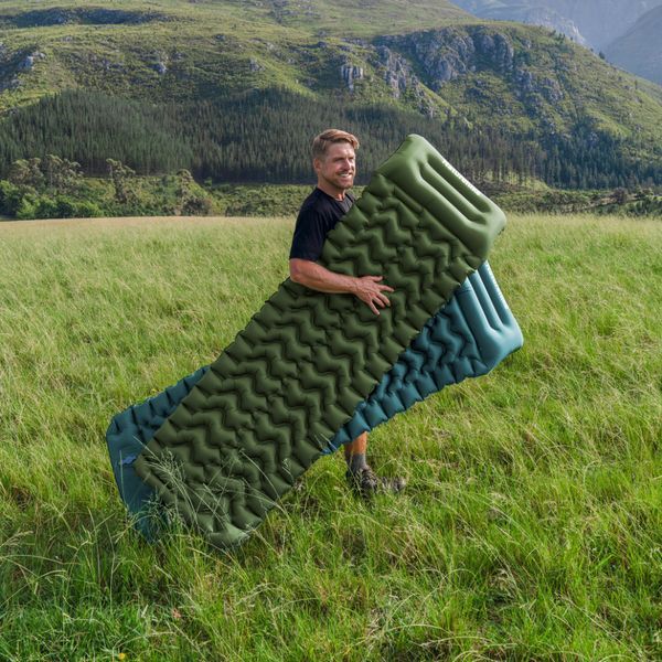 Матрац туристичний надувний двомісний Naturehike CNK2550WS019, 200х125х6.5 см, зелений із вбудованою помпою для надування 6977465869616 фото
