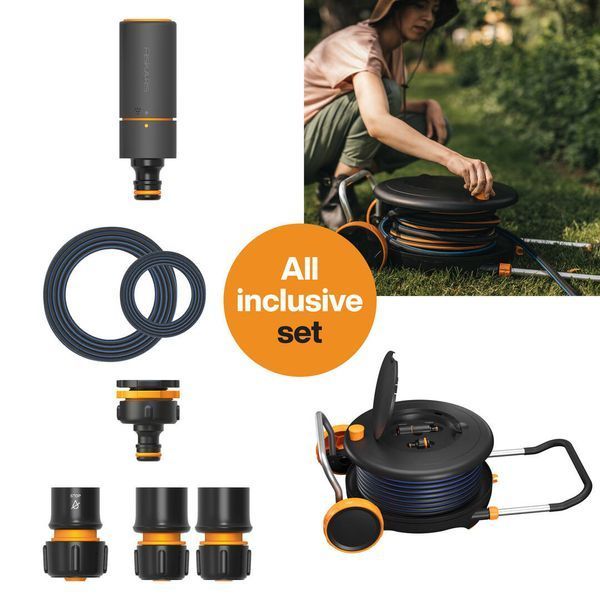 Катушка со шлангом Fiskars M 1/2" (13мм) L-20м с набором аксессуаров (1071639) 1071639 фото