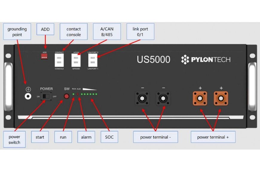 Аккумуляторная батарея Pylontech US5000 4,8кВт/час 48V Black US5000 фото