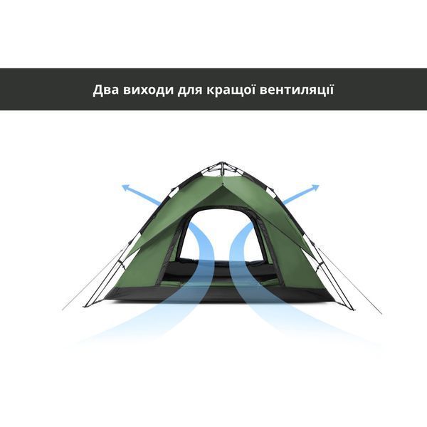 Палатка трехместная автоматическая Naturehike NH21ZP008, темно-зеленая 6976023922336 фото
