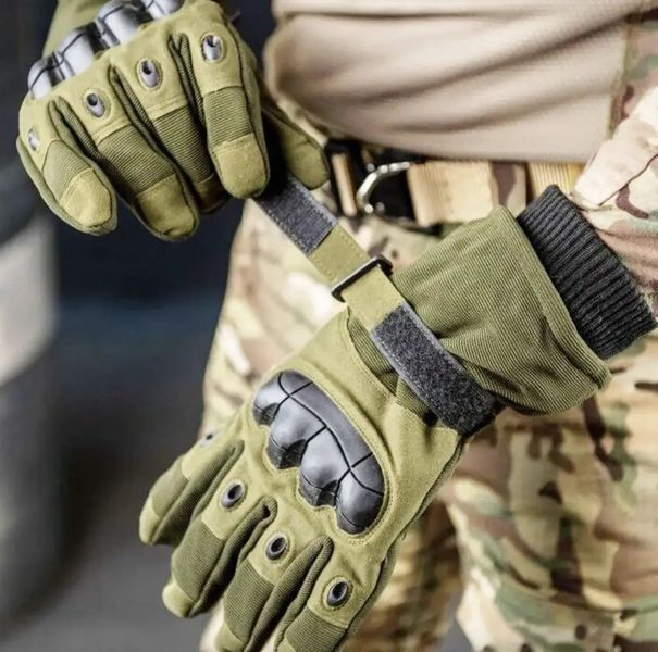 Рукавиці теплі з тач скріном олива, розмір L арт.623 фото