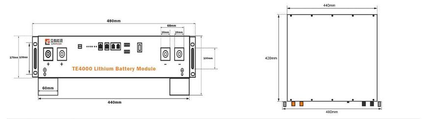 Літій залізо-фосфатна Lifepo4 акумуляторна батарея Lithtech TE4000 (TR4000) 48V 100Ah 4.8Kwh TE4000 фото