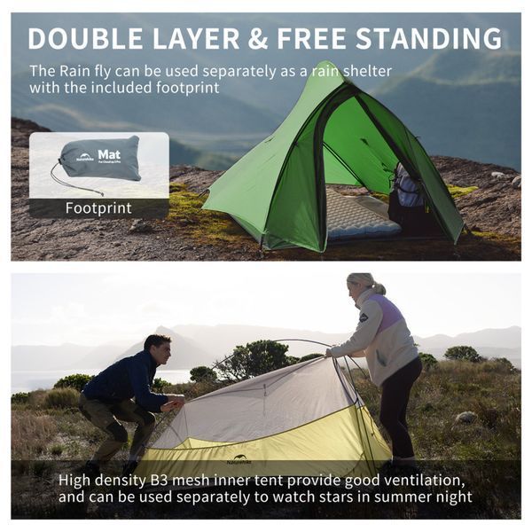 Палатка сверхлегкая двухместная Naturehike Cloud Up Pro CNK2350WS020, темно-зеленая 6927595798737 фото