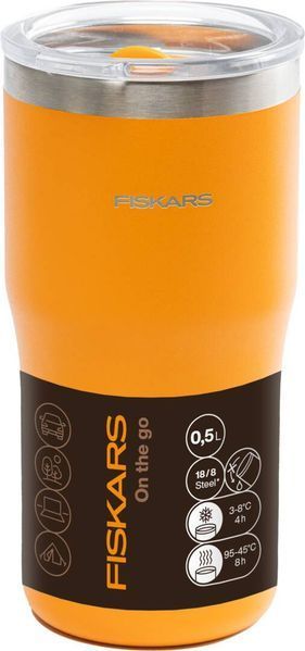 Термокружка Fiskars On-the-go 0.5 л цвет оранжевый (1078761) 1078761 фото