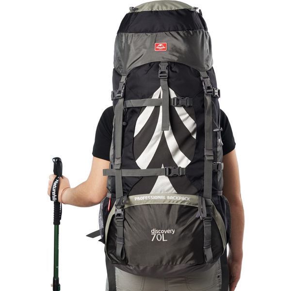 Рюкзак туристичний Naturehike NH70B070-B, 70 л + 5 л, чорно-сірий 6927595709009 фото