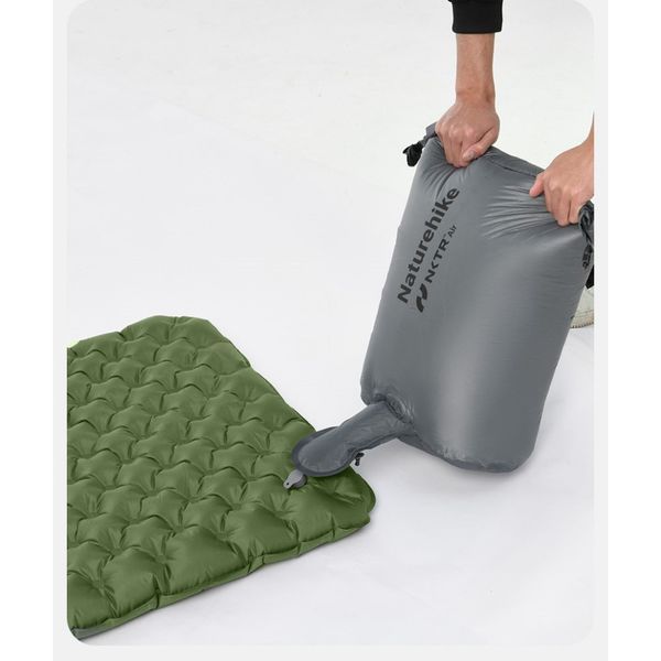 Матрац туристичний надувний двомісний Naturehike CNK2450WS014, надлегкий, 200х132х8 см, зелений із мішком для надування 6976023926358 фото