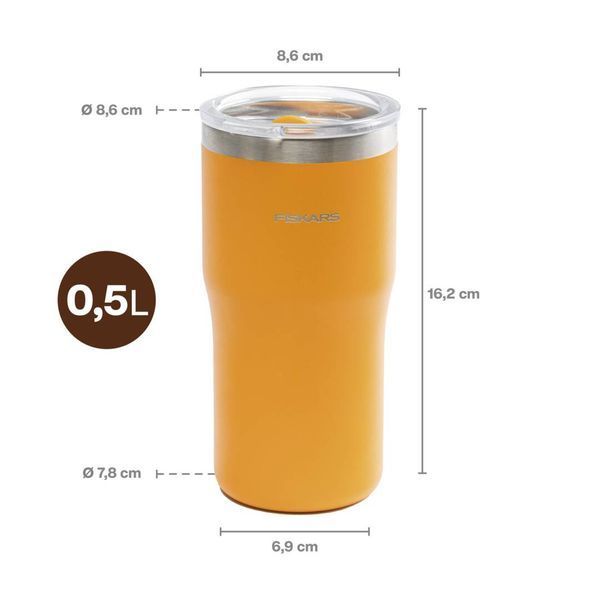 Термокружка Fiskars On-the-go 0.5 л цвет оранжевый (1078761) 1078761 фото