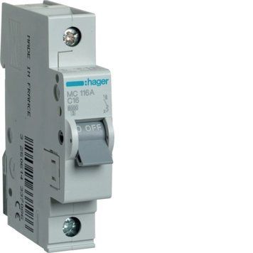 Автоматический выключатель AC Hager MCN116 1P 16A 220V MCN116 фото