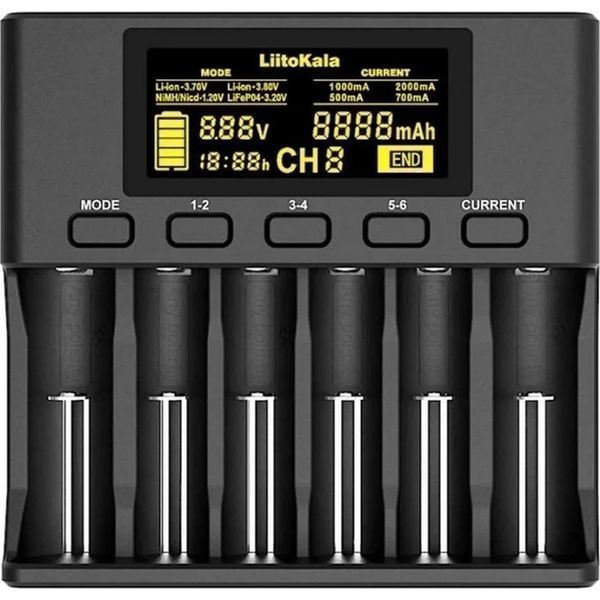 Универсальное зарядное устройство для LiitoKala Lii-S6 EU на 6 каналов + автомобильный кабель Lii-S6 EU+Carcable фото
