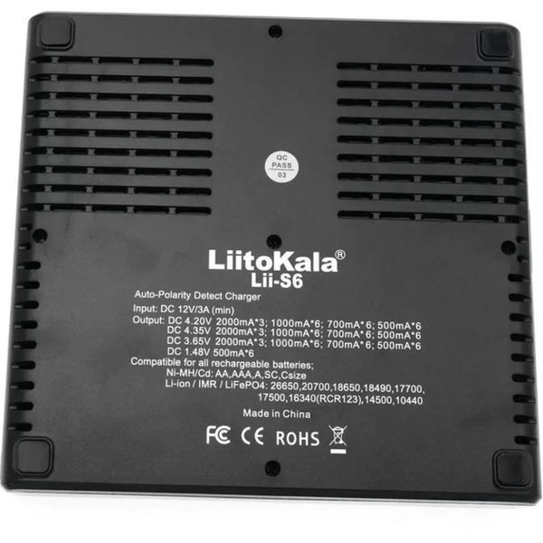 Универсальное зарядное устройство для LiitoKala Lii-S6 EU на 6 каналов + автомобильный кабель Lii-S6 EU+Carcable фото