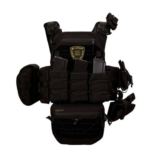 Плитоноска Warmor gen.3 Pro Max. Система швидкого скидання. 7 підсумок. Чорний 2587 фото
