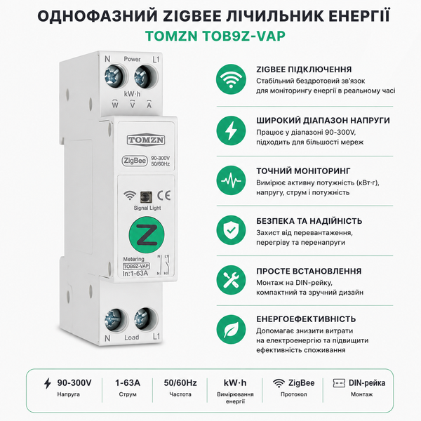 Автоматический выключатель AC SmartLife 1 P 63A 400V Zigbee энергомер, мониторингом, реле с таймером, MCB, и защитой авт.68 фото
