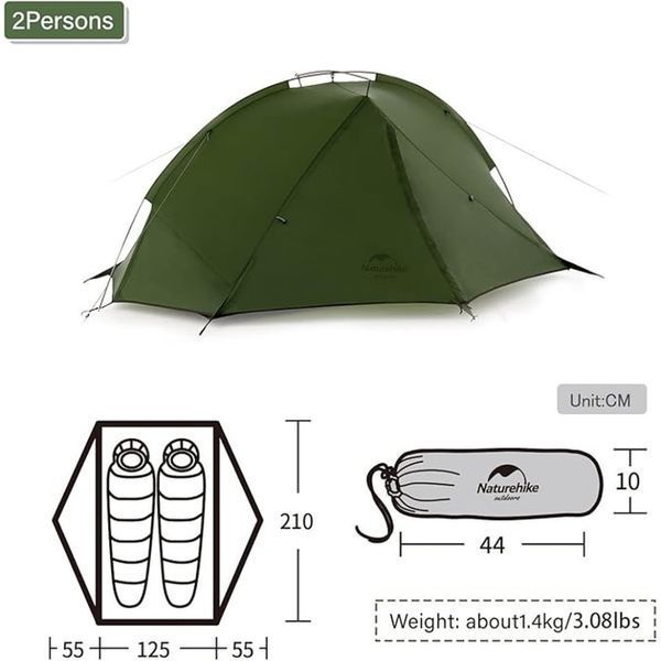 Палатка двухместная Naturehike Tagar NH17T180-J, темная зеленая 6927595793183 фото