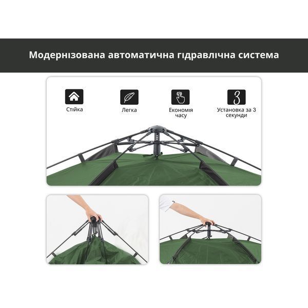 Палатка трехместная автоматическая Naturehike NH21ZP008, оливково-зеленая 6927595777442 фото