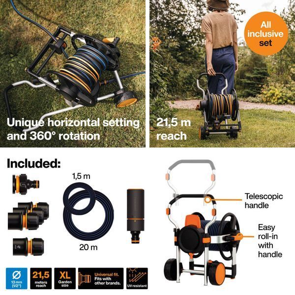 Ручная катушка Fiskars XL со шлангом и набором аксессуаров 1062256 1062256 фото
