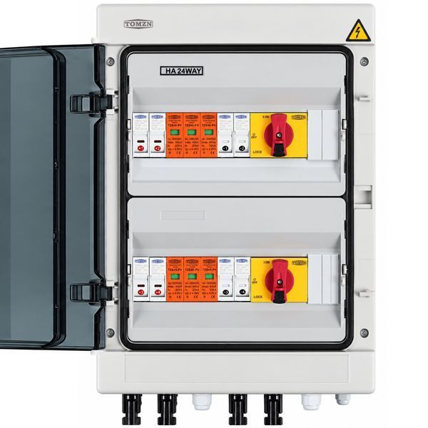 Щит защиты солнечных панелей TOMZN DC 4 входа / 2 выхода IP65, разъединители 32А, предохранители 15А, УЗИП 1200В щит.9 фото