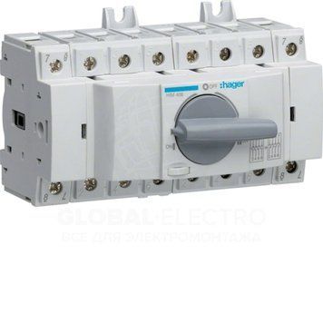 Трехпозиционный переключатель I-0-II (ручной АВР) АС Hager HIM408 4P 80A 400/690V 000012096 фото