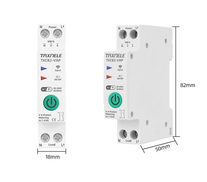 WIFI Smart Switch с счетчиком электроэнергии и мониторингом TAXNELE 63A 1P+N авт.7 фото