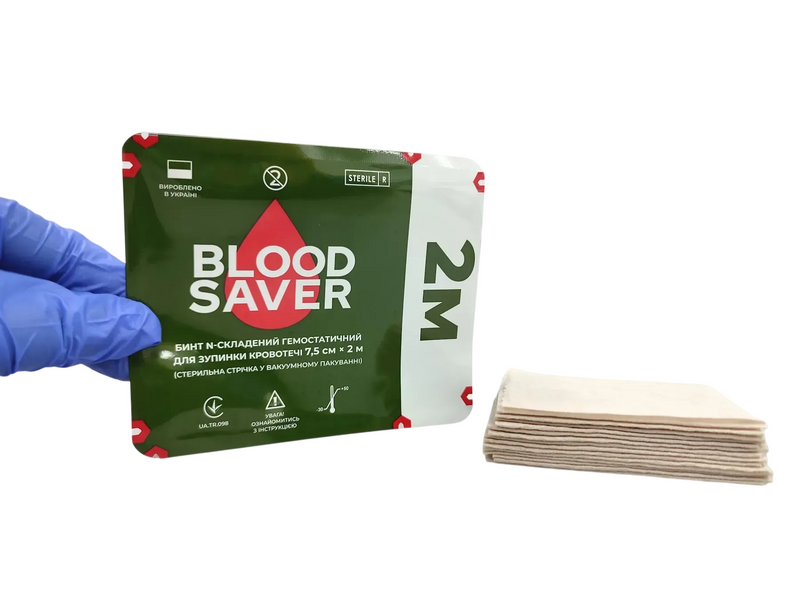 Бинт гемостатический BLOOD SAVER 7.5см&times;200см для остановки кровотечения BS2 фото
