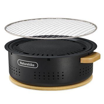 Настільна кругла піч із решіткою гриль Naturehike CNK2550CF010, 36*32.6*12 см, хромоване залізо 6977465869364 фото