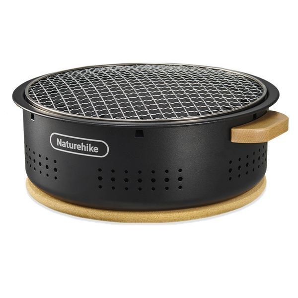 Настольная круглая печь с решеткой и сковородкой Naturehike CNK2550CF010, 36*32.6*12 см, хромированное железо 6977465869364 фото