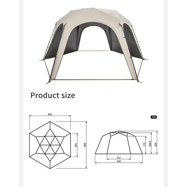 Тент для кемпінгу Naturehike CNK230WS014, 4.6 м * 4,0 м, бежевий 6927595794685 фото