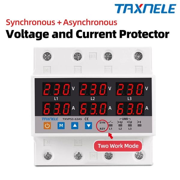 Трехфазное реле напряжения TAXNELE 63 А 220 V 3P+N авт.3 фото