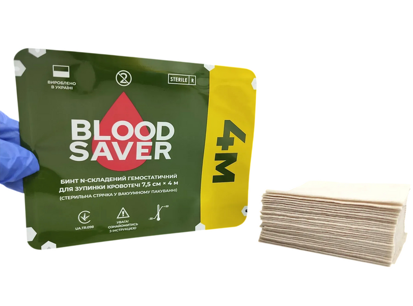 Бинт гемостатический BLOOD SAVER 7.5см&times;400см для остановки кровотечения BS4 фото