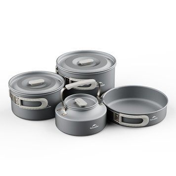 Набір посуду (2 каструлі, чайник, сковорідка) Naturehike CNK2450CF010, алюміній 6976507663281 фото