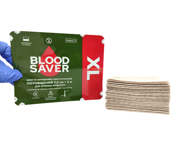 Бинт гемостатический BLOOD SAVER 7.5см&times;300см XL для остановки кровотечения BS3 фото
