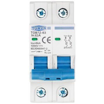 Автоматичний вимикач DC TOMZN TOB7Z-63 MCB 2P 63A 1000V авт.87 фото