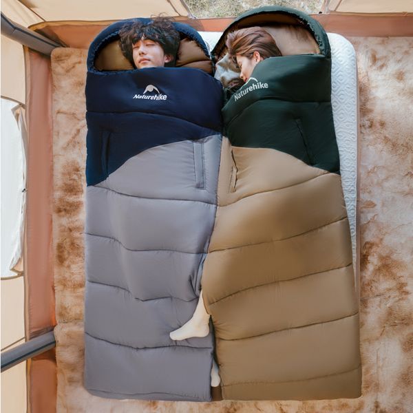 Спальник з капюшоном Naturehike Sunny Day PL02 U450 CNK2550WS028, (3,9&deg;C), правий, коричнево-зелений 6977465868435 фото