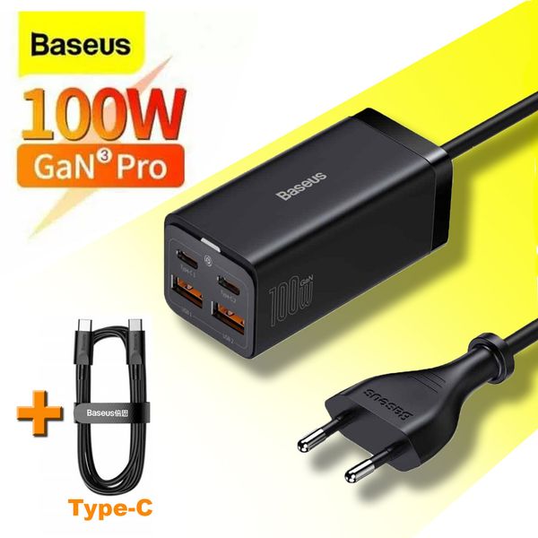 Мережевий зарядний пристрій Baseus GaN3 Pro Desktop Fast Charger 2U+2C 100W Black (CCGP000101) CCGP000101 фото