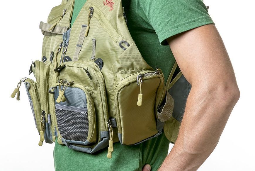 Жилет Tramp Angler рибальський розвантажувальний олива, Зелений S/M TRFB-006-S/M фото