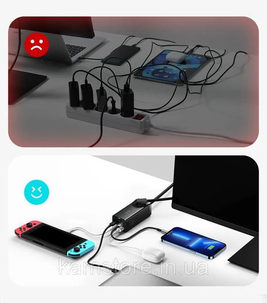 Сетевое зарядное устройство Baseus GaN3 Pro 100W с розеткой + кабель Type-C 100W (CCGAN100-1ACE) CCGAN100-1ACE фото