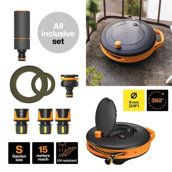 Котушка зі шлангом Fiskars S 3/8" (9мм) L-15м з набором аксесуарів (1071660) 1071660 фото