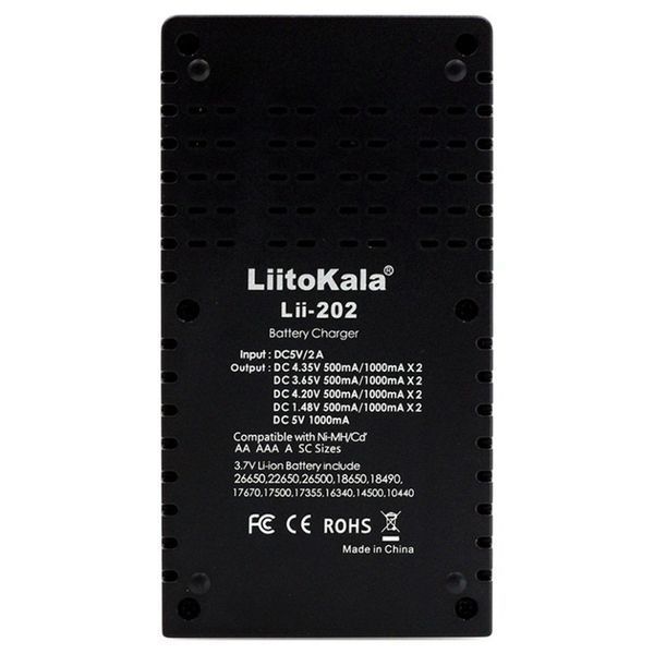 Зарядное устройство для Liitokala Lii-202, Ni-Mh/Li-ion/Li-Fe/LiFePO4, USB, Powerbank, LED, Box Lii-202 фото