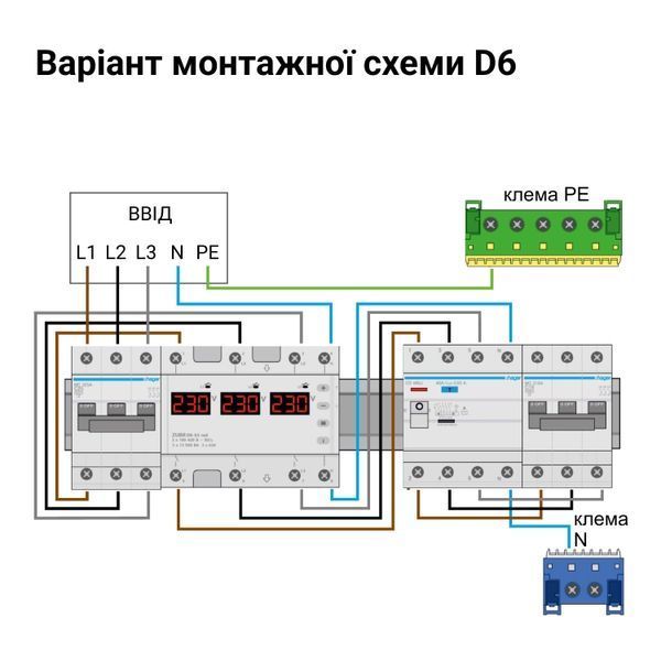 Реле напряжения AC ZUBR D6-63 red 3Р 63A 220V ZUBR D6-63 red фото