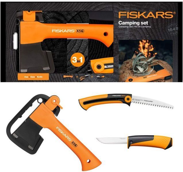 Подарочный набор Fiskars (Топор XXS X5 1015617 + нож + пила) 1057912 1057912 фото
