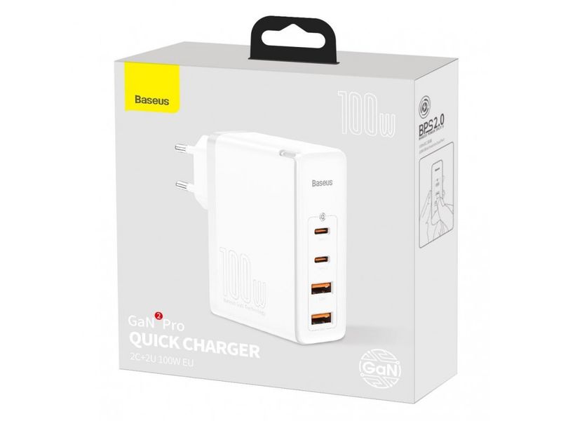 Мережевий зарядний пристрій (100W) Baseus GaN2 Pro Quick Charger (100W) Белий (CCGAN2P-L02) CCGAN2P-L02 фото