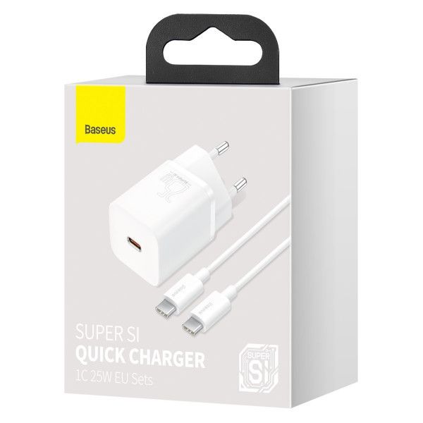 Мережевий зарядний пристрій Baseus Super Si Quick Charger 25W + кабель Type-C 3A (TZCCSUP-L01) TZCCSUP-L01 фото