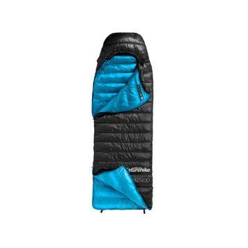 Спальник з натуральним пухом Naturehike CW400 NH18C400-D, p-р M, чорно-блакитний 6927595794531 фото