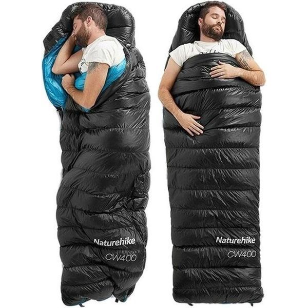 Спальник з натуральним пухом Naturehike CW400 NH18C400-D, p-р M, чорно-блакитний 6927595794531 фото