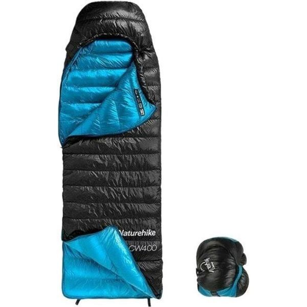 Спальник з натуральним пухом Naturehike CW400 NH18C400-D, p-р M, чорно-блакитний 6927595794531 фото
