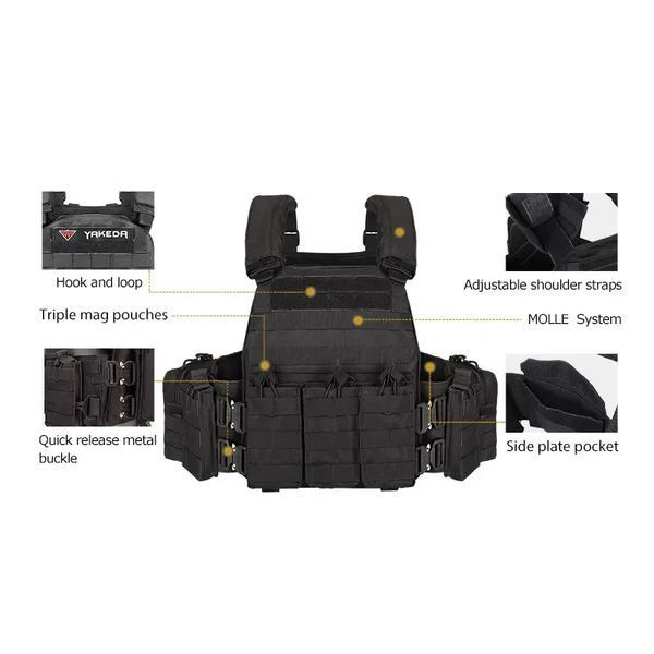 Плитоноска Yakeda VT-6031-6 полиэстэр 600D с системой MOLLE с подсумками Олива арт.054 фото
